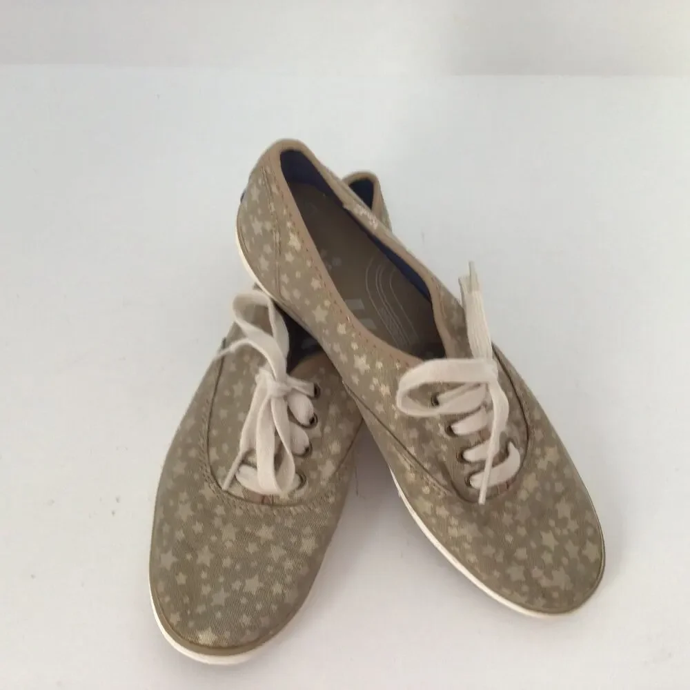 Keds Shimmering Gold with Stars Sneakers Sz 6